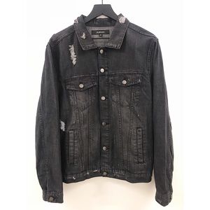 Distressed Black Denim Jacket